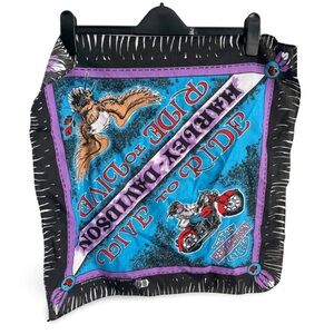 Harley-Davidson “Ride to Live” Graphic Square Bandana Black Blue Purple Eagle